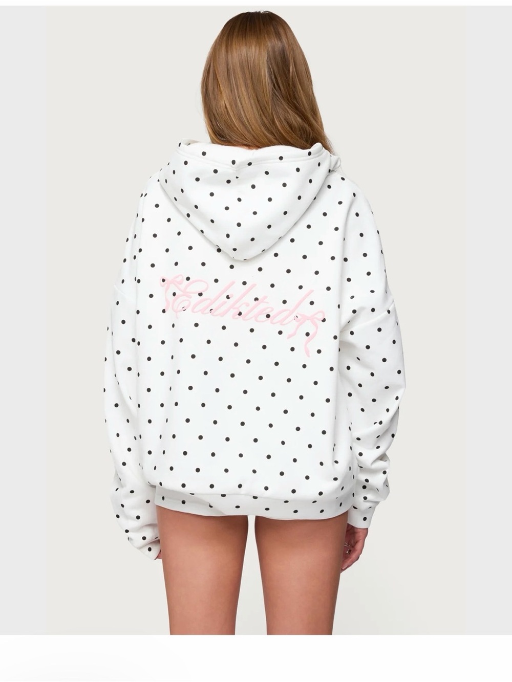 Edikted White Polka Dot Chelsie Hoodie